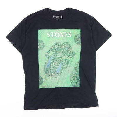 Rolling Stones Men's Black L Band Graphic Cotton T-Shirt