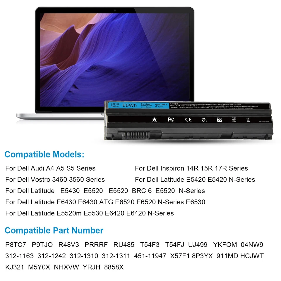 🔥LOTE E6420 Batería para Dell Latitude E5430 E5520 E5530 E6430 E6440 E6520 E6540 Foto 2 de 4