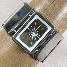 Nixon Vega SS Men 7E Fashion Silver Tone Rectangular Quartz 38mm Watch 7 3/4"