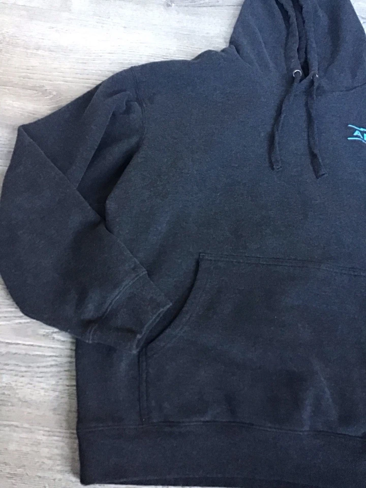 Ariat Logo Hood Hoodie Mens Large Gray Blue Pullover Sweatshirt Kangaroo Pocket - Image 3 of 4