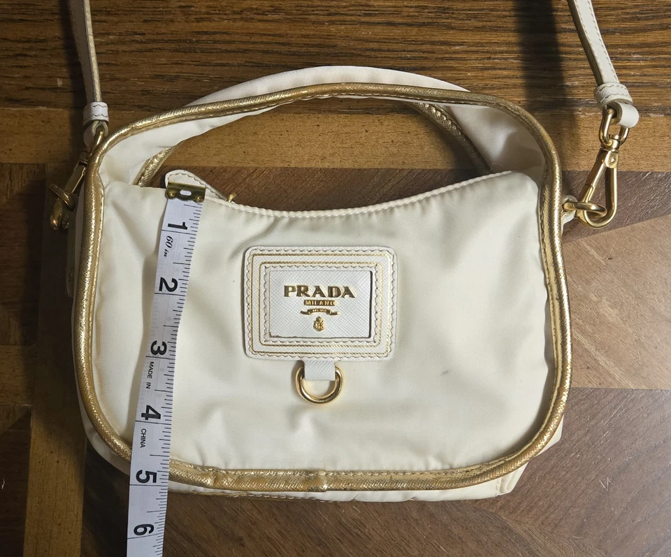 PRADA Mini Oro Tessuto Nylon Gold Y2K Crossbody Bag - Used but Good condition - Image 4 of 4