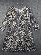 Paisley Grace Dress Womens Large Boho Geometric Shift A Line Long Sleeve