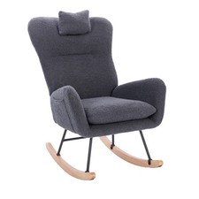 Teddy Upholstered Nursery Rocking Chair for Living Room Bedroom DARK GREY Teddy 