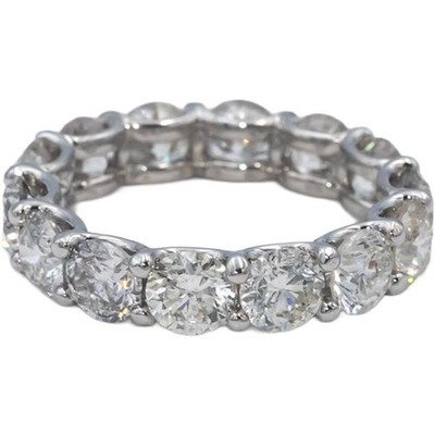 14k White Gold Round Diamond U-Shape Open Gallery Eternity Ring 6.38CT Size 7.5