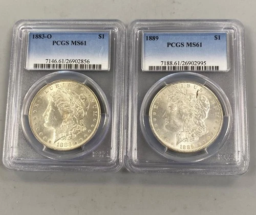 2 PCGS MS61 US Morgan Silver $1 1883-O 1889-P L24269