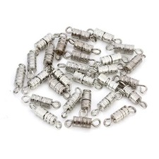 100 Sets 4mm x 15mm Screw Type Clasp Barrel Clasps x 15mm, Silver