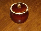 Vintage Hull Pottery Sugar Bowl with Lid Brown Drip Glaze Oven Proof Made in USA