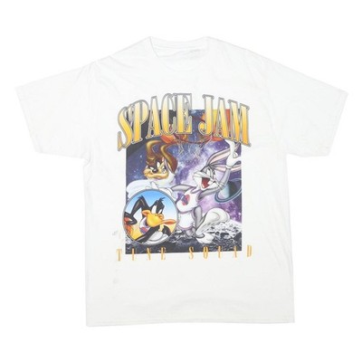 Herren T-Shirt weiß Space Jam Grafik M Kurzarm Rundhals Cartoon Print