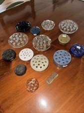 Huge Lot Of 13 Vintage Flower Frogs Glass Metal Spiked Antique Collectible