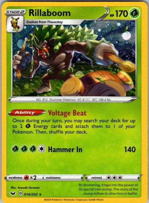 Rillaboom 014/202 Holo Rare Sword & Shield Pokemon Near Mint