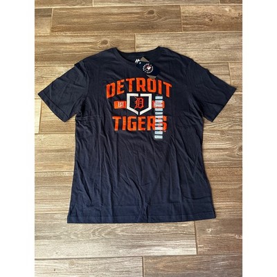 Majestic Detroit Tigers Navy Orange Baseball T Shirt Mens Large New in Package