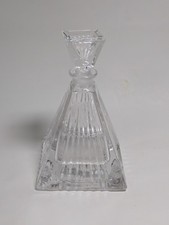 Elegant Art Deco Lead Crystal Pyramid Perfume Bottle 