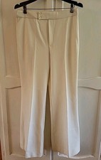 Vintage 1970s Double Knit Pants Pull On 32" x 31" White Slacks Womens VGC