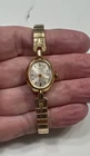Women's Timex Oval Gold Tone Dial Case Stretch Bracelet Band Mechanical Watch