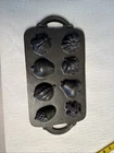 Vintage Lodge Cast Iron Fall Harvest Cornbread Muffin Pan Leaf Pumpkin Mold
