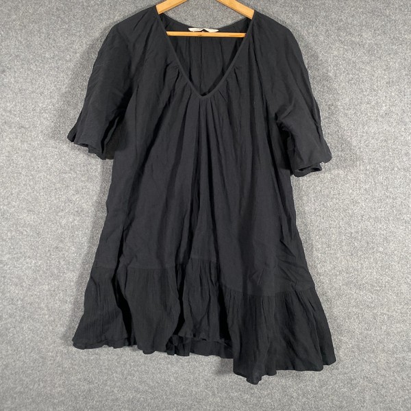 Tigerlily Dress Womens S Black Shift Mini Ruffles Cocktail Party Coastal R4