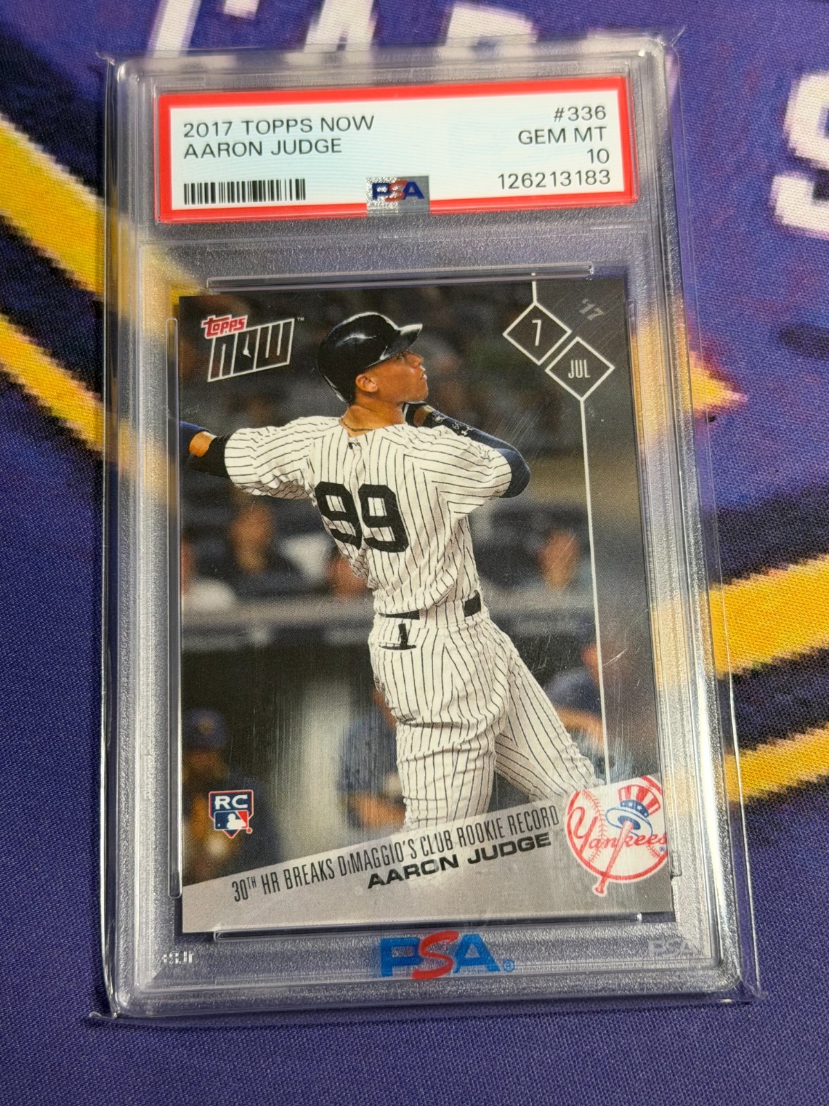 2017 Topps Now Aaron Judge #336 RC Rookie PSA 10