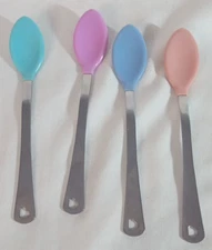 Vintage Lot of 4 Munchkin Baby Spoons Heart Cutout Stainless Steel
