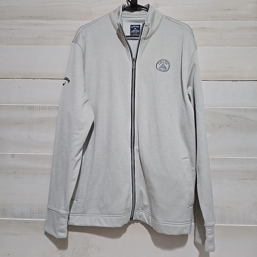 Callaway Weather Series Jacket Quilted Gray Mens Size Large Delta Est 1903 Logo