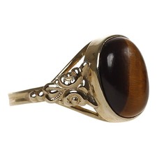 Ring in Gold 333 mit Tigerauge Cabochon Gr. 58/ 18,4 mm  (D3497)