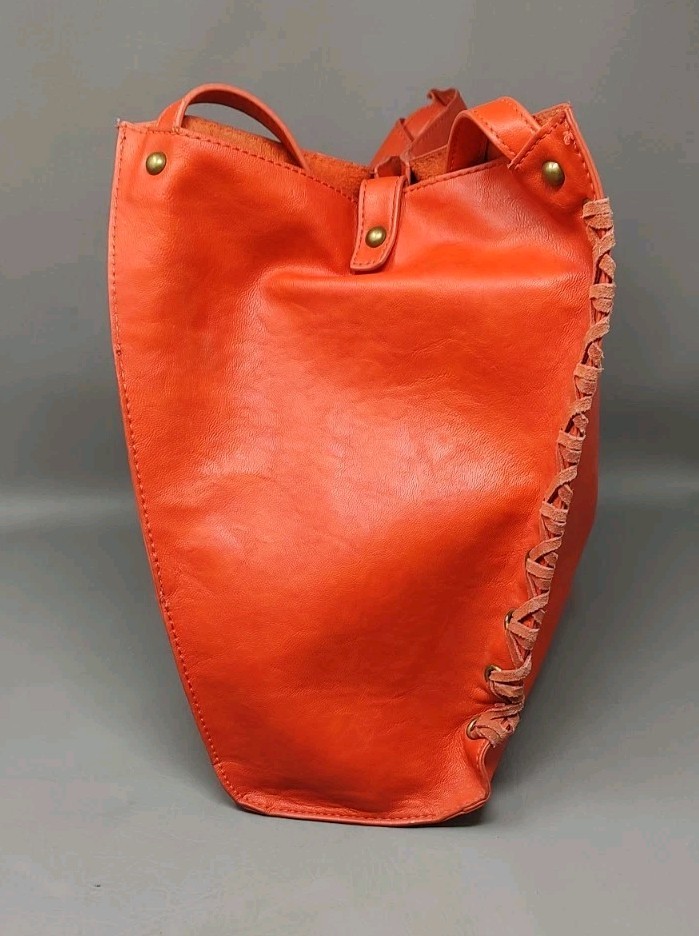 INC International Concepts Dark Orange Faux Leather Tote Bag Removable Inner Bag View 6