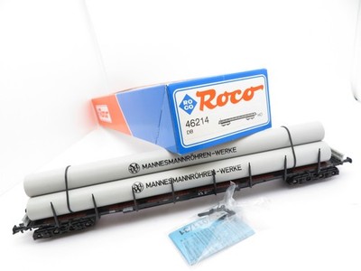 360H0 /2 - Roco H0 46214 - Flachwagen mit Röhren Mannesmann der DB - top in OVP