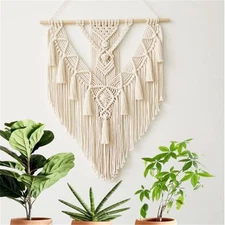 Best BMIDRUT Hanging Macrame Tapestry Woven Boho Wall Art Handmade Home Decor