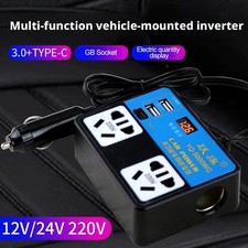 Inverter Auto Multifunzione 12V 24V a 220V Convertitore Ricarica Rapida J2F0