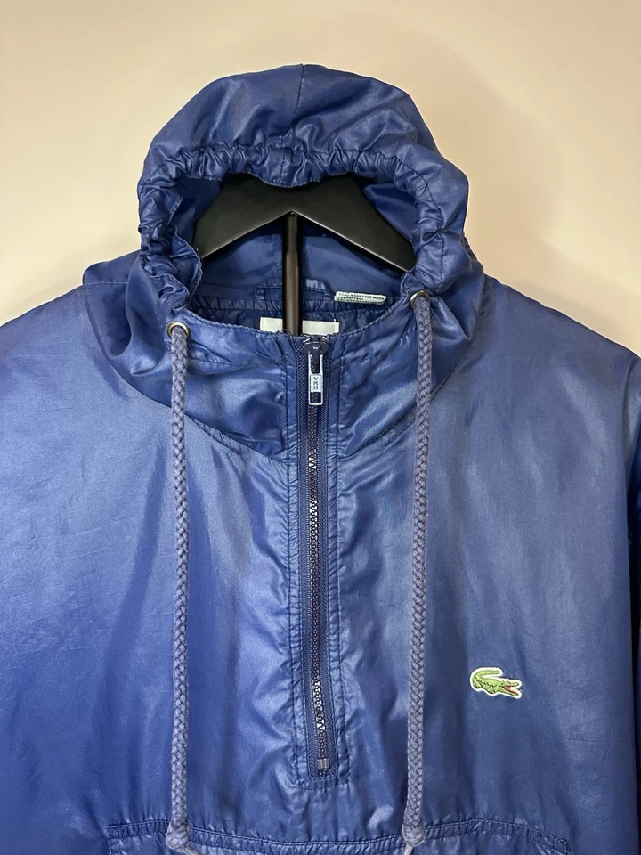 Chaqueta cortavientos vintage años 80 Izod Lacoste Anorak nailon 1/4 cremallera unisex grande Foto 4 de 4