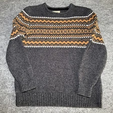 O'Hanlon Mills Mens Pullover Wool Blend Sweater Size Small S Gray Orange