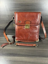 Giudi Bag Purse Size Medium Brown Genuine Leather Italy Shoulder Strap Lock Key