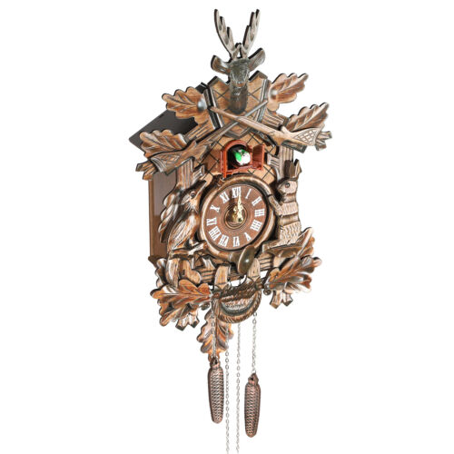 Orologio classico vintage da parete Foresta Nera tedesco legno cacciatore orologio a cucù - Foto 2 di 6