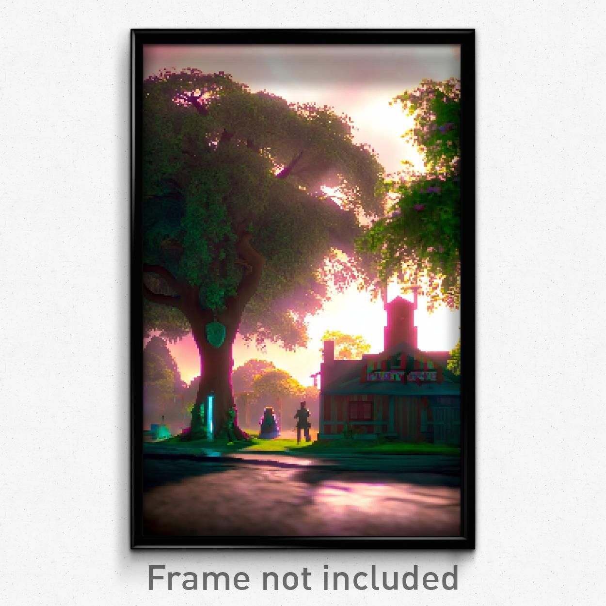 8-Bit Psychedelic Pixel Art Poster - Musty Grove Trippy Gamer Print