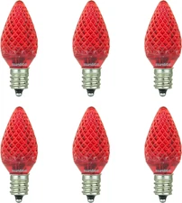 80702 LED C7 Holiday Decorative Light Bulb, 0.4 Watts, E12 Candelabra Base, Face