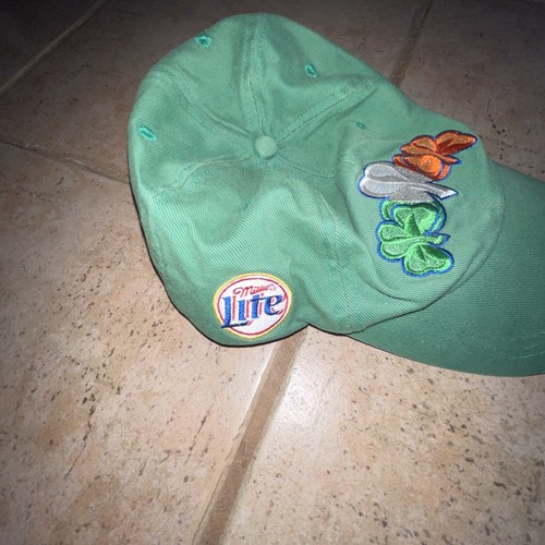 Miller Lite MGD Embroidered Clover Green Baseball Cap Hat Adjustable Star Promo - Picture 3 of 6