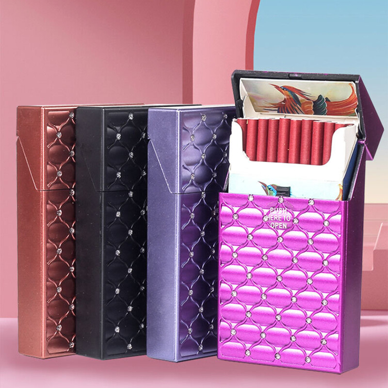 Men Women Cigarette Case Aluminum Tobacco Holder Storage Container Pocket Box DH eBay