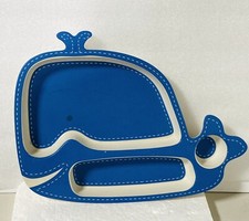 COECO Sandra Magsamen Divided Whale Plate 11x8.5  Melamine Blue