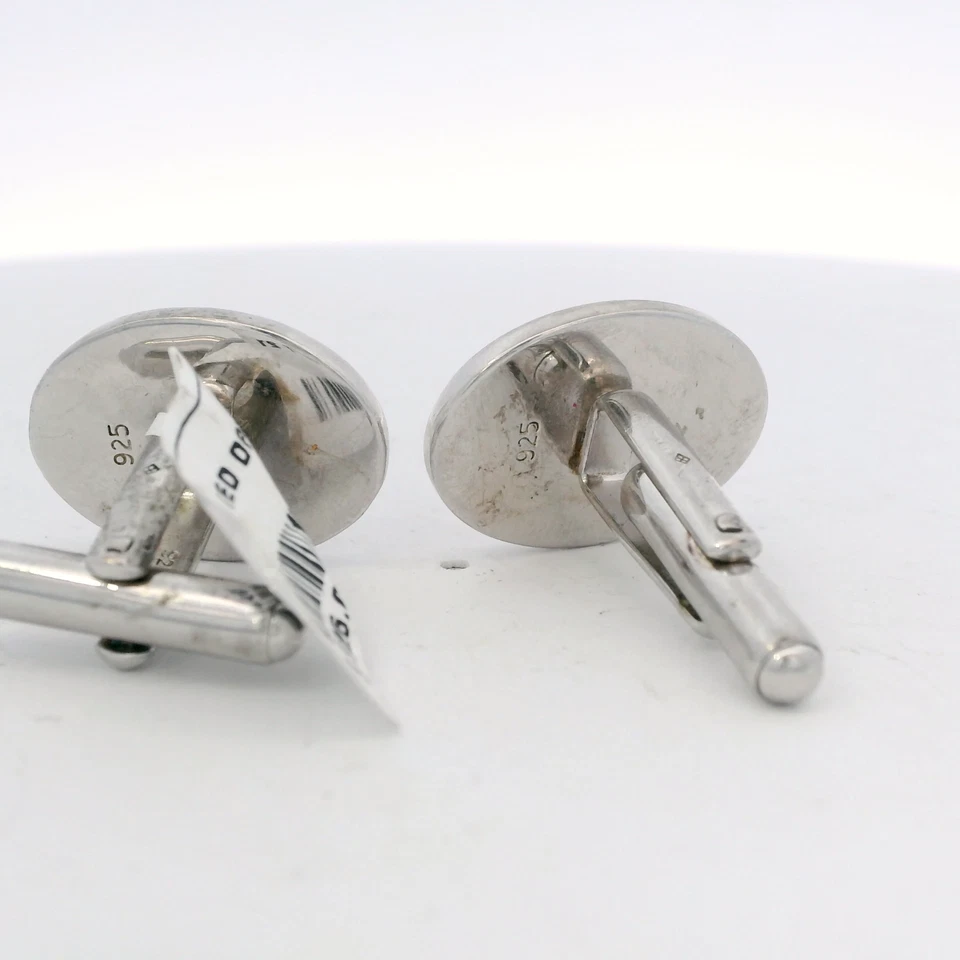 Gemelli In Argento Sterling .925 Con Incastro Di Onice Nero - Immagine 2 di 4