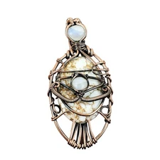 Wild Horse Magnesite Gemstone Rainbow Moonstone Evil Eye Pendant Jewelry Copper