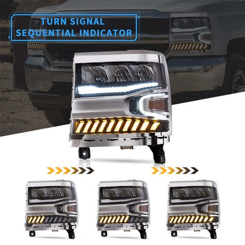 Faros reflectores LED completos luces delanteras para Chevy Silverado 1500 2016 17 2018 - Imagen 5 de 11