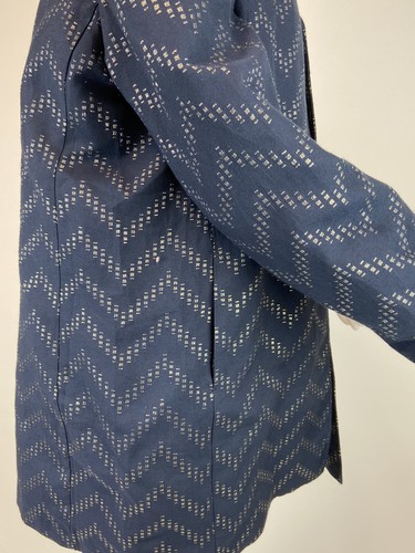Chico's Collection Size Large Navy Metallic Gold Tunic Jacket Lined Pockets - Picture 7 of 10
