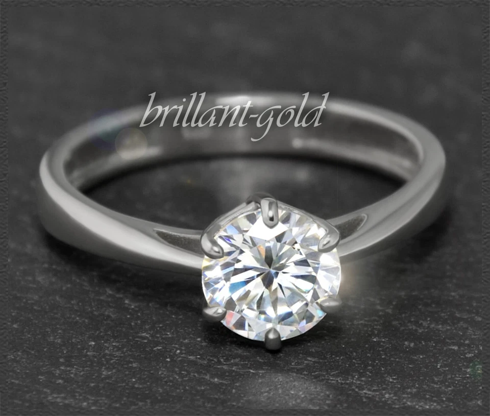Diamant Ring, 1,26ct River D & Si Brillant, 585 Weißgold, Damen Solitär - Bild 2 von 4