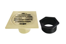 Kingston Brass BSF4262PB Watercourse 4" Square Shower Drain - Polished Brass