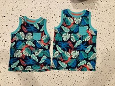 Cat Jack - Lot of 2 Boys Hawaiian Sleepwear Pocket Tank Tops, Multicolor, S/M