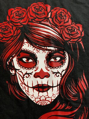Female Skeleton Face Day of the dead T-shirt  Women s Cut Size XL