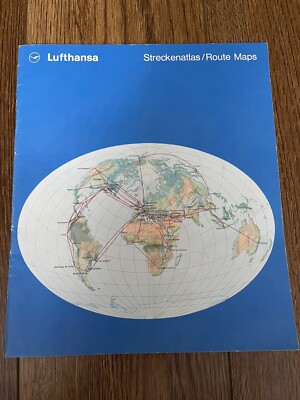 Lufthansa World Streckenatlas Route Maps 1970's German Airline