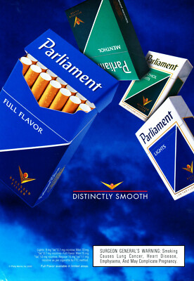 parliament blue cigarettes PARLIAMENT CIGARETTE 2 SIDED AD #37 RARE 2000 VINTAGE OUT OF PRINT