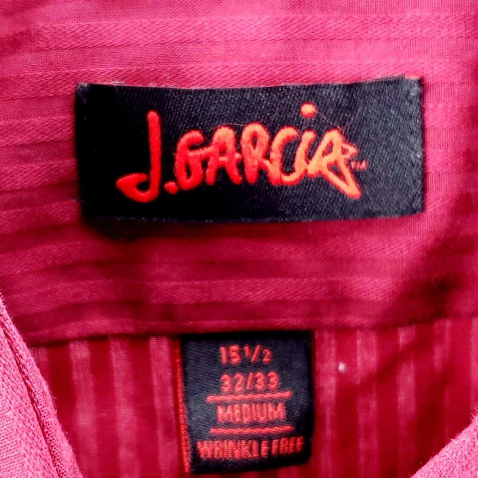 J. Garcia Men's Shirt Size M 15.5 32/33 Long Sleeve Button Up Burgundy Striped - Image 4 of 4