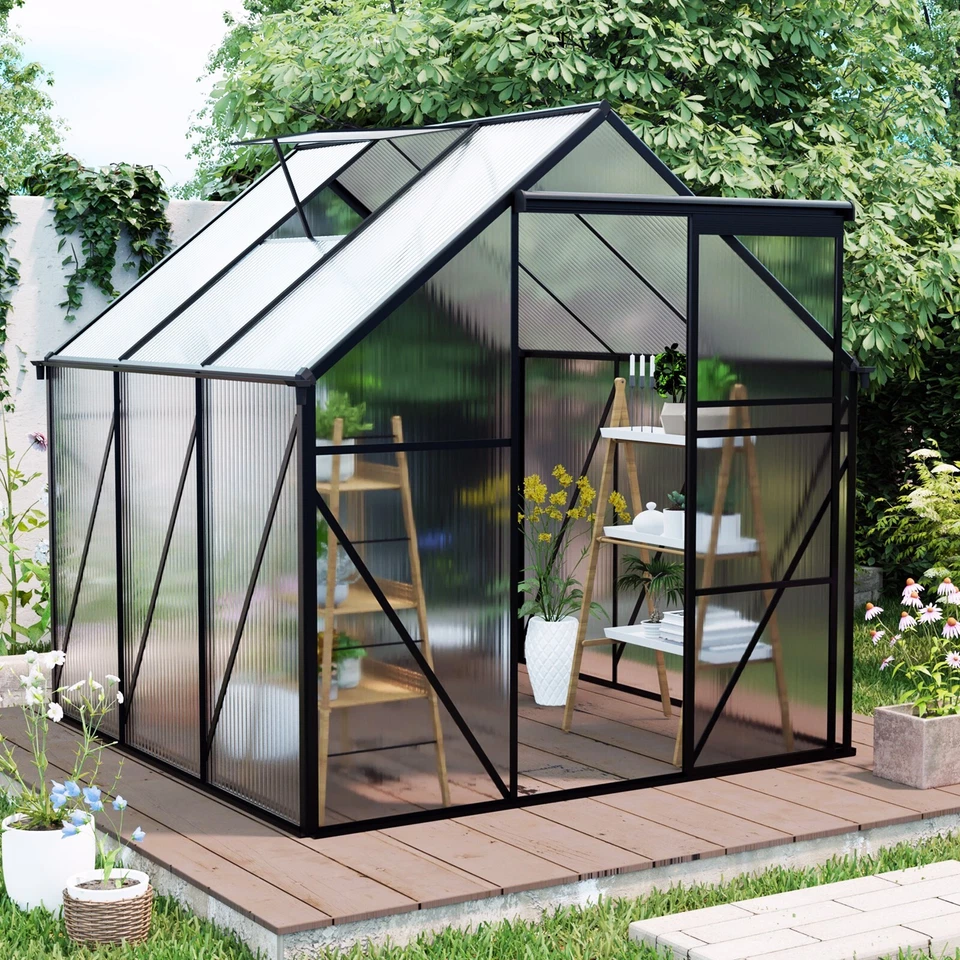 6x6 6x8 6x10 8x6 8x10 FT Outdoor Greenhouse with Sliding Door & Vents for Garden - Image 3 of 4