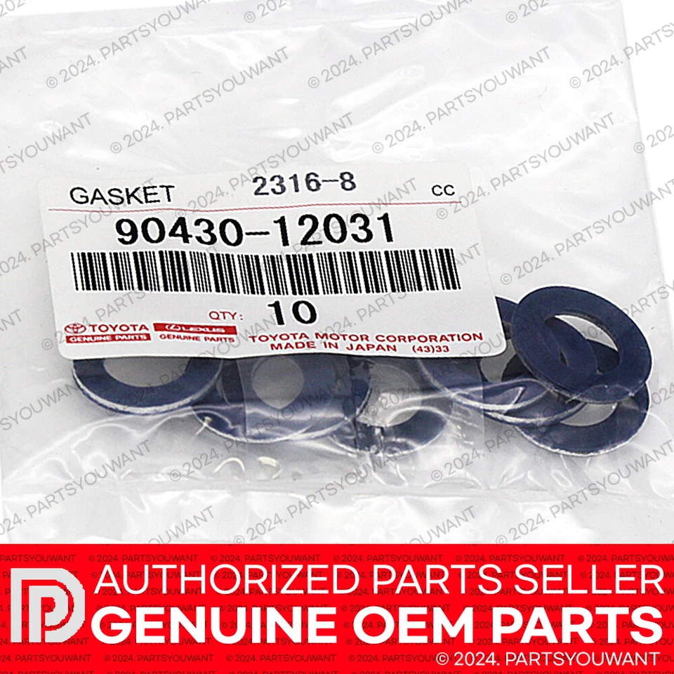 Junta de arandela de tapón de drenaje de aceite original Toyota Lexus 90430-12031 [Juego de 10] Foto 3 de 3